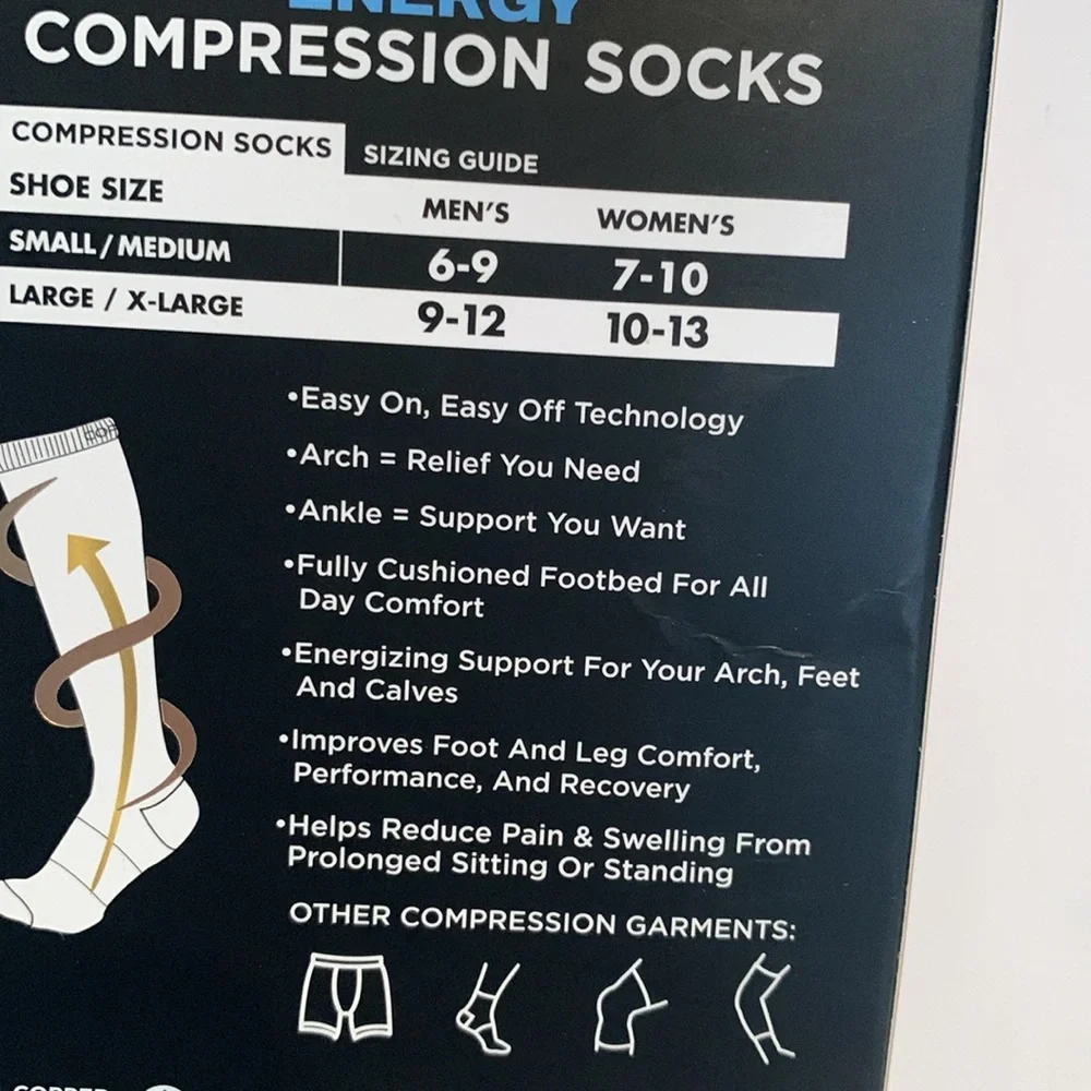 Copper Fit Unisex Energy Compression Socks 1 Pair L/XL